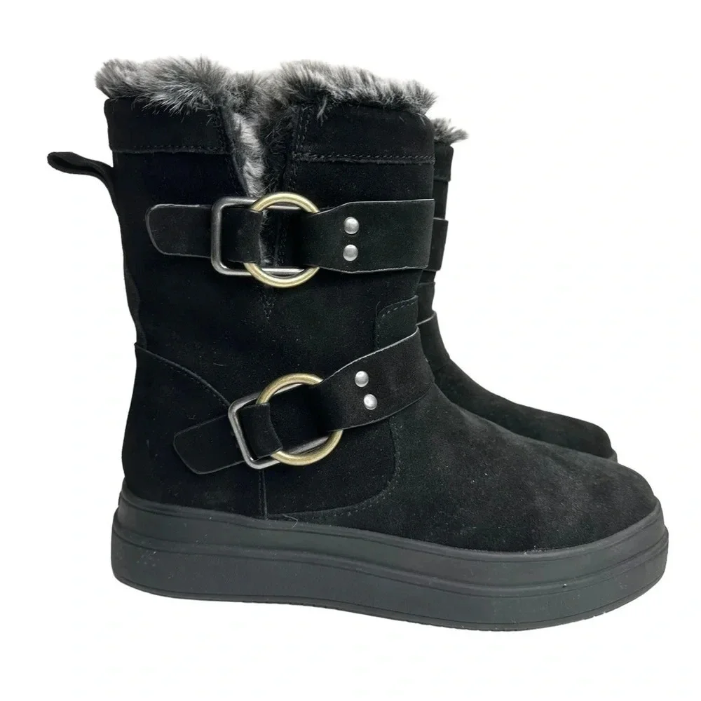 J/Slides Women's NELLY Black Waterproof Suede. Sz: 7.5